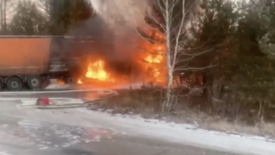 Фото - В Иркутской области грузовик загорелся из-за перегрева тормозов